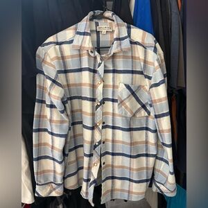 Idyllwind Blue and Tan Plaid Casual Button-Down Shirt